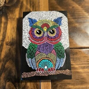 Original dot mandala painting  Woooo loves owls?